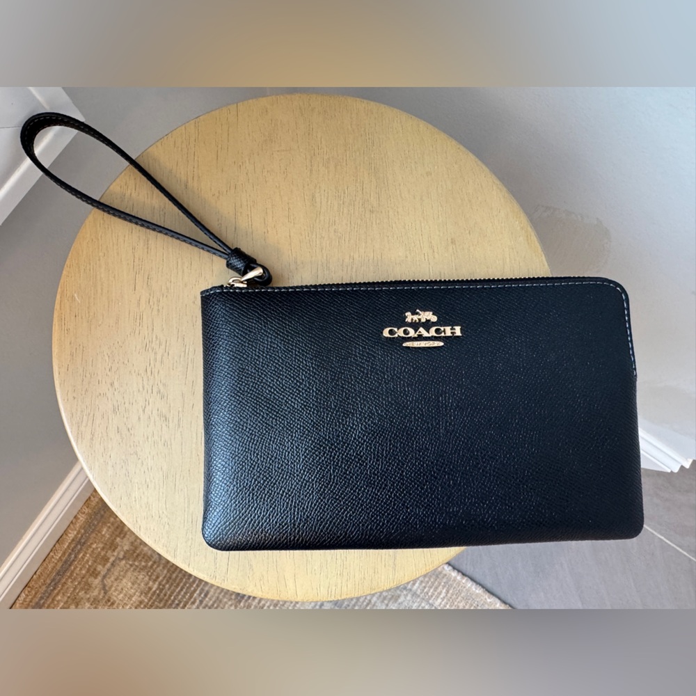 Coach Black and Gold Zip Pouch